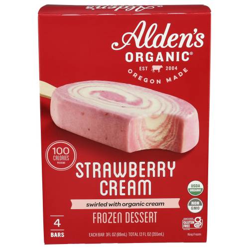 Alden's Organic Organic Strawberry Cream Frozen Dessert Bars