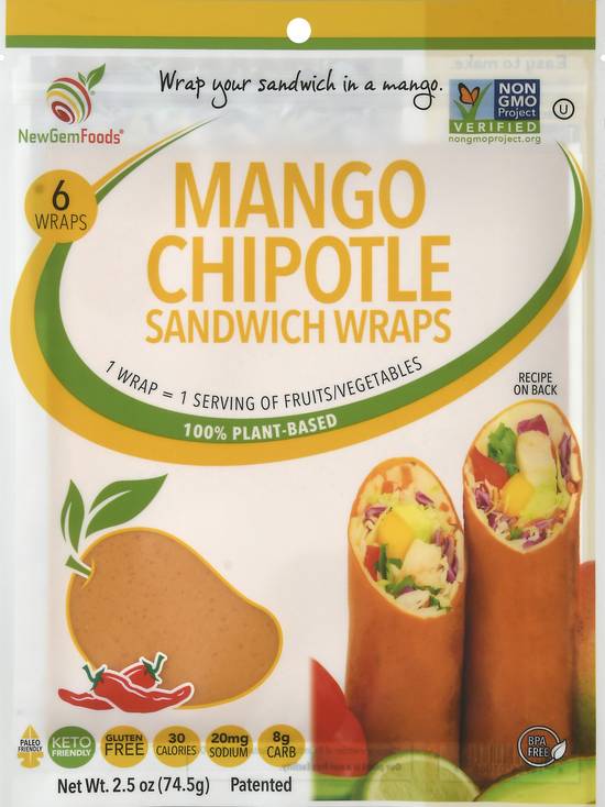Newgem Foods Mango Chipotle Sandwich Wraps (6 ct)