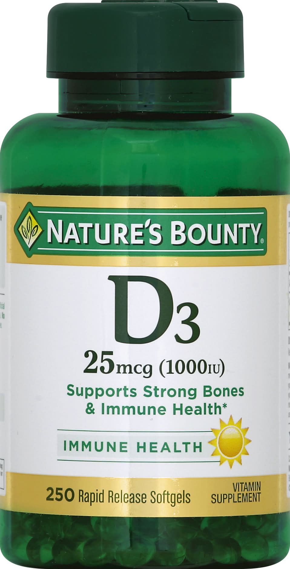 Nature's Bounty Vitamin D3 25 Mcg Softgels (3.2 oz)
