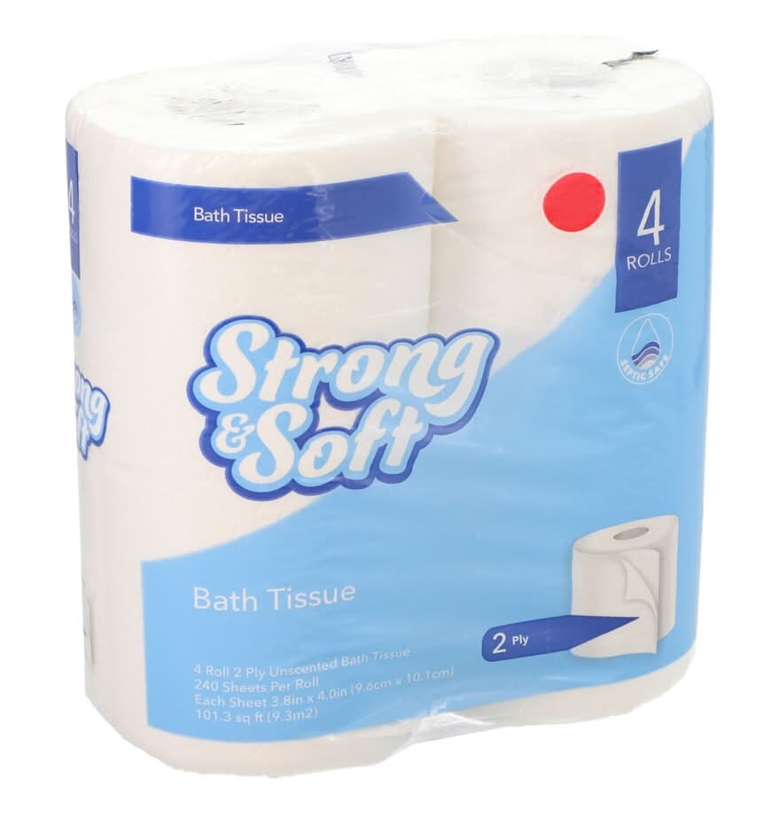 Strong & Soft Unscented 2-ply Bathroom Tissue Rolls, 3.8x4 in (4 ct)