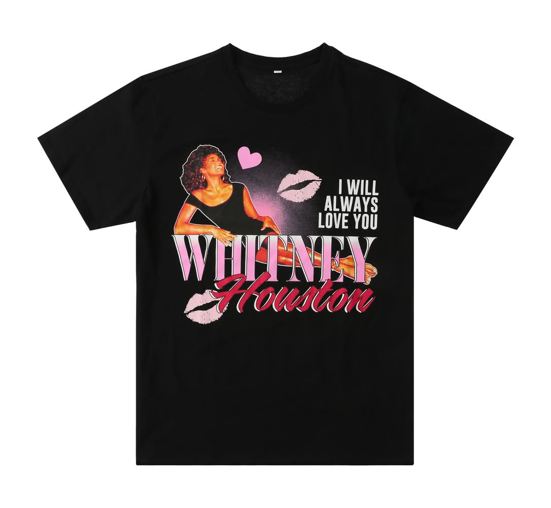 I Will Always Love You Whitney Houston Graphic Tee Medium Black