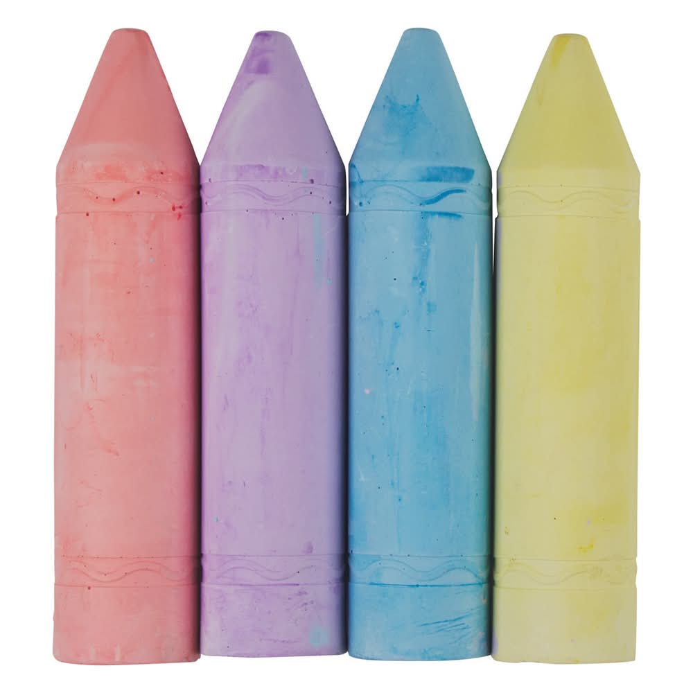 Jumbo Washable Sidewalk Chalks 3+ Years, Pink-Purple-Blue-Yellow (4 ct)