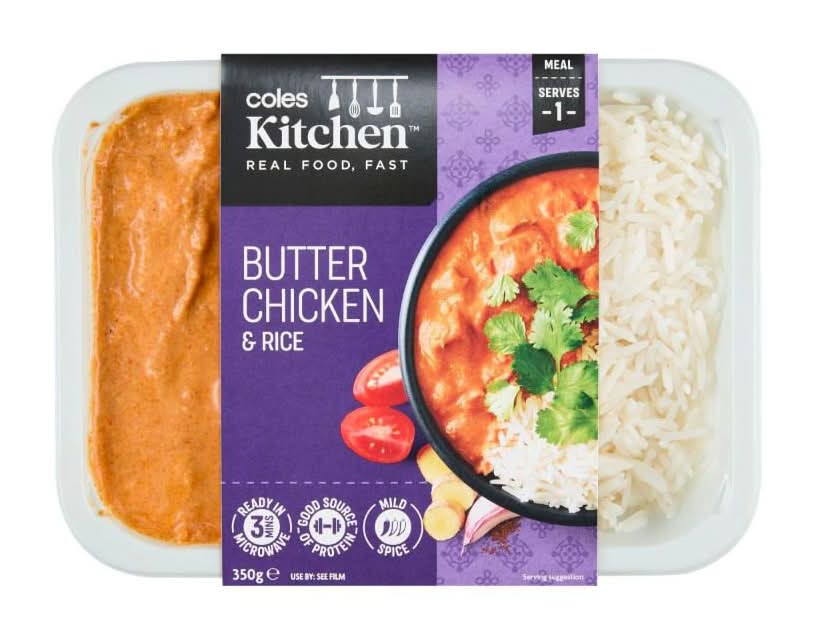 Coles Indian Kitchen Inspired Meals, Butter Chicken & Rice (350g)