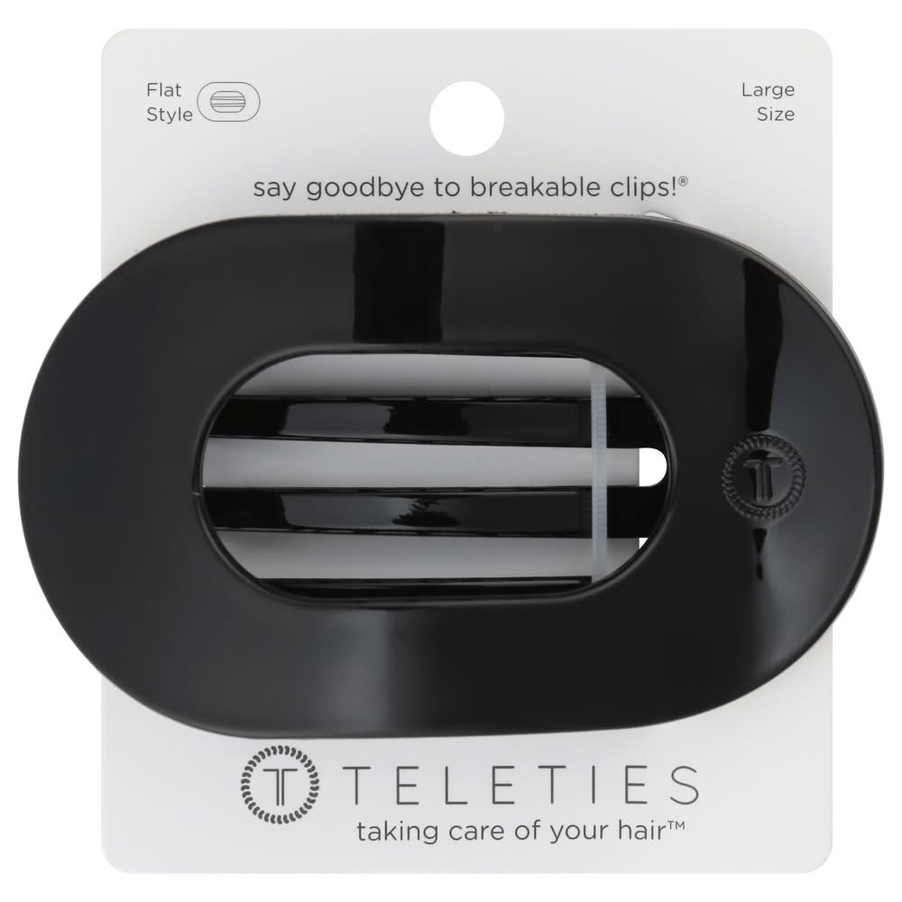 TELETIES Flat Round Hair Clip, L, Jet Black