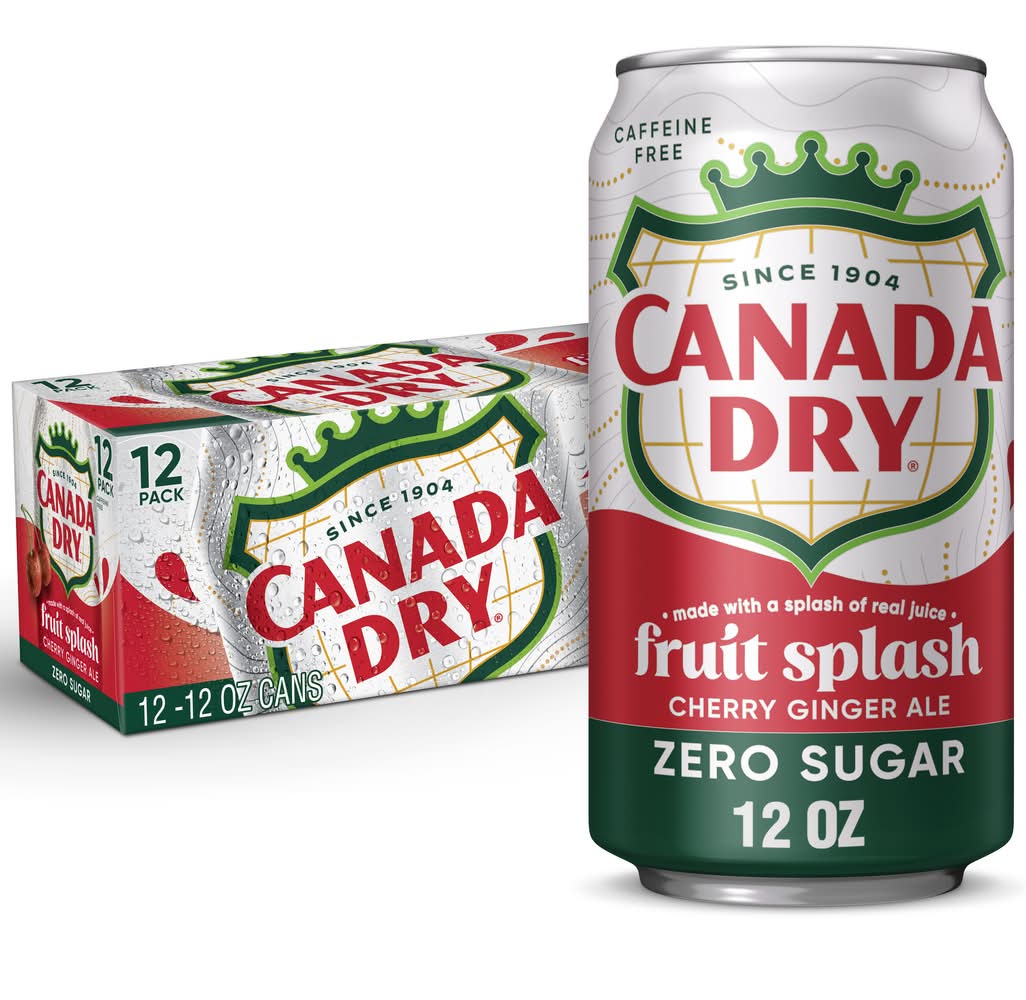Canada Dry Zero Sugar Fruit Splash Soda, Cherry-Ginger Ale (12 x 12 fl oz)