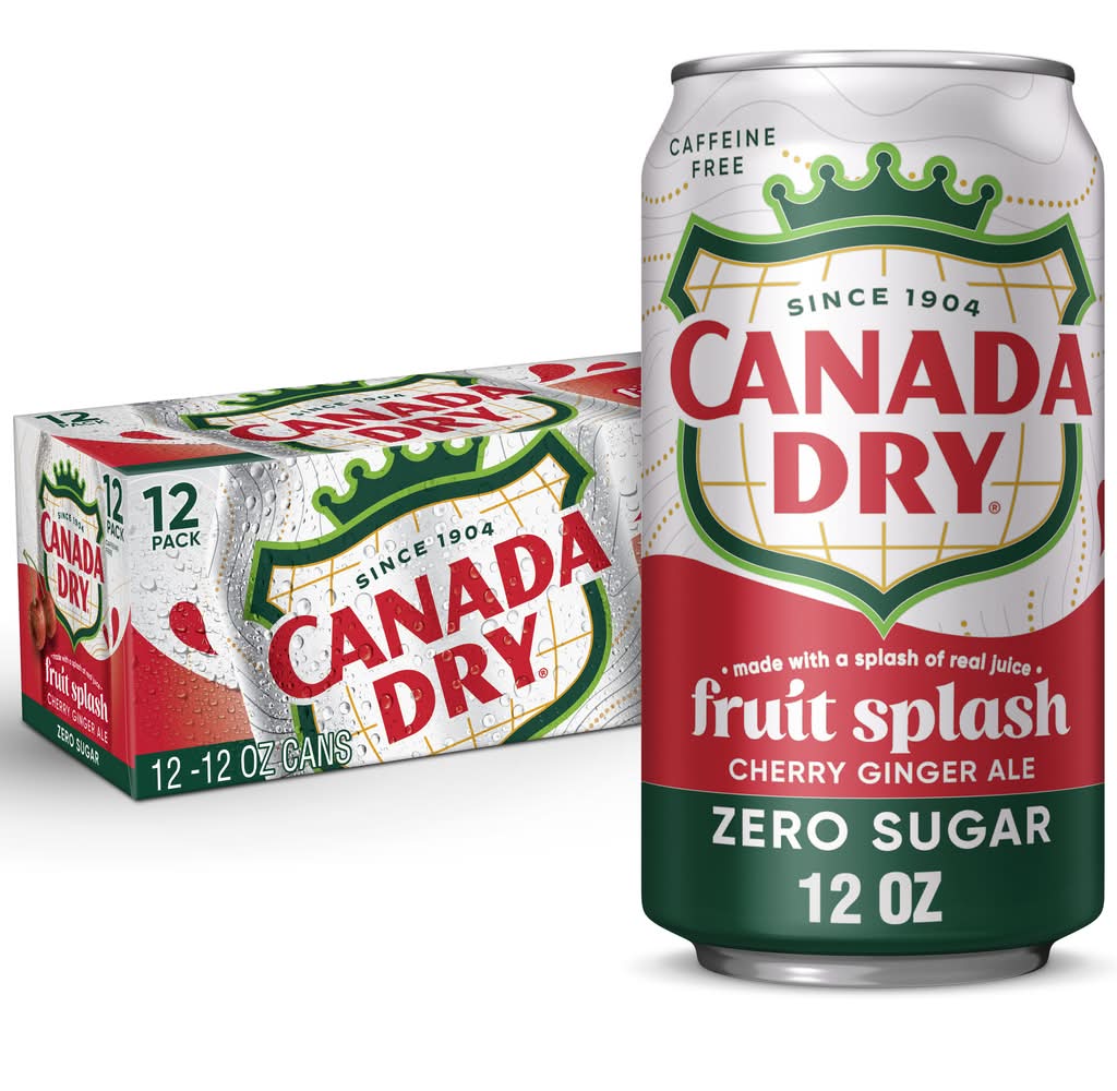 Canada Dry Zero Sugar Fruit Splash Ginger Ale, Cherry (12 x 12 fl oz)