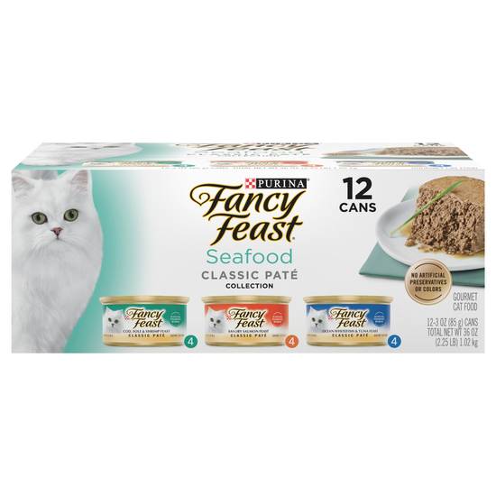 Purina Fancy Feast Classic Seafood Wet Cat Food Variety pack (12 x 3 oz)