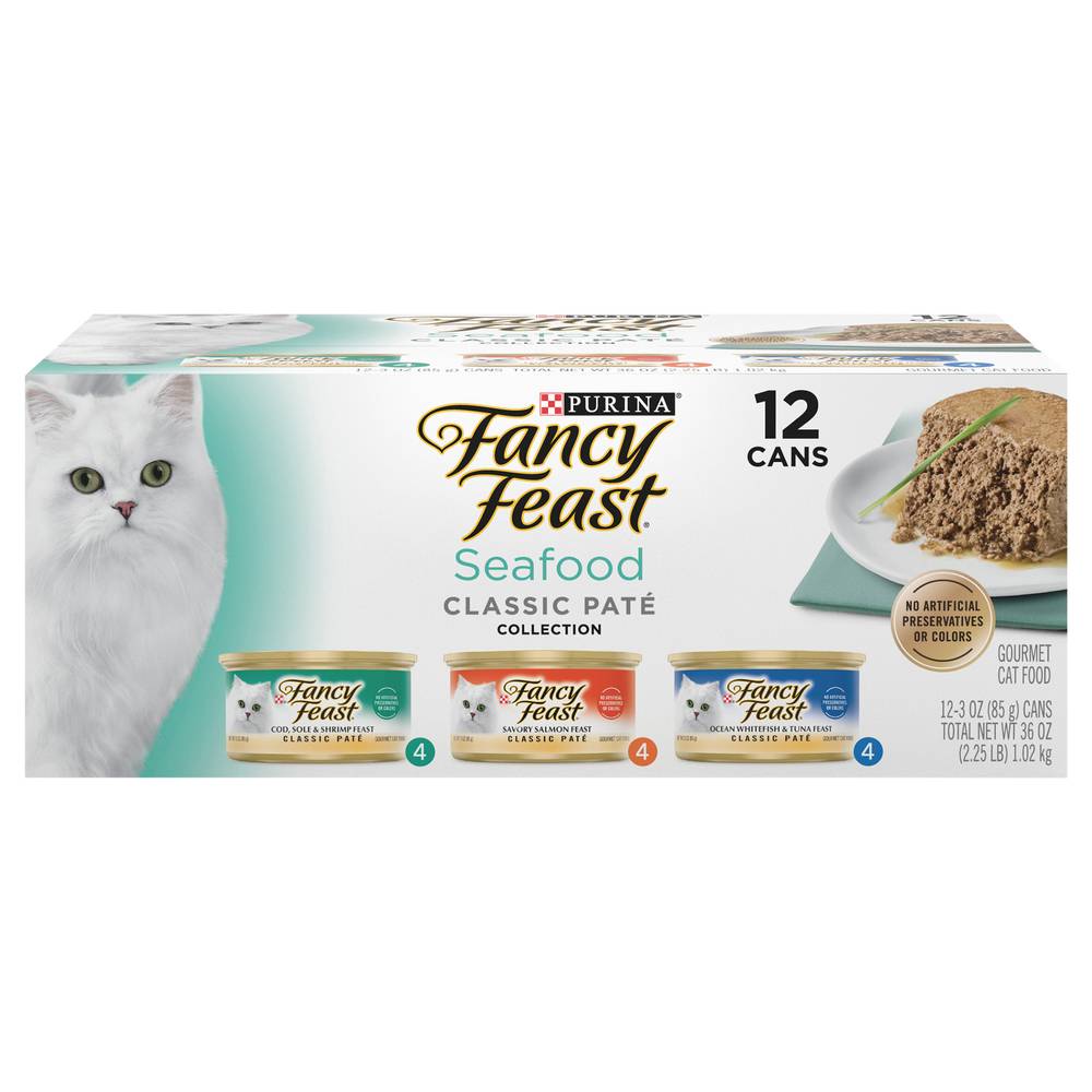 Fancy Feast Classic Seafood Wet Cat Food Variety pack (3 oz, 12 ct)