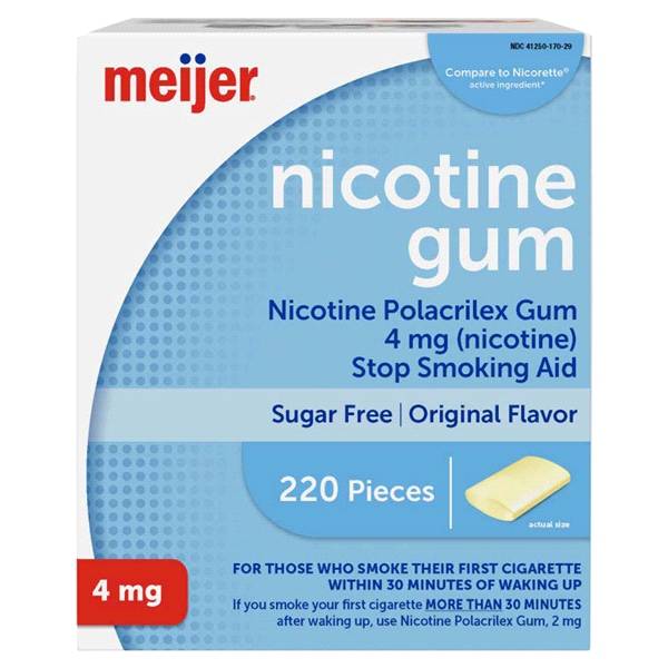 Meijer Nicotine Polacrilex Uncoated Gum, 4 mg (nicotine)