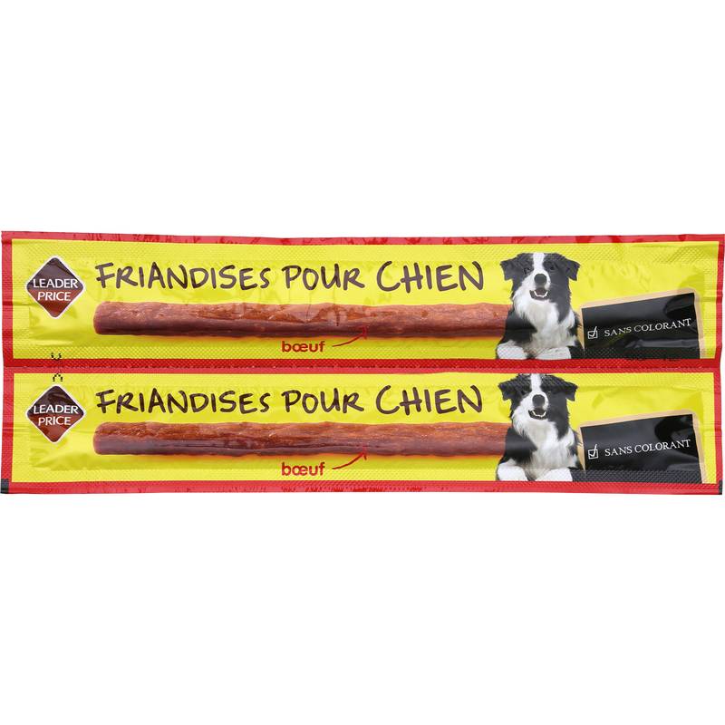 Leader Price - Friandises pour chien, bœuf (2 x 12g)