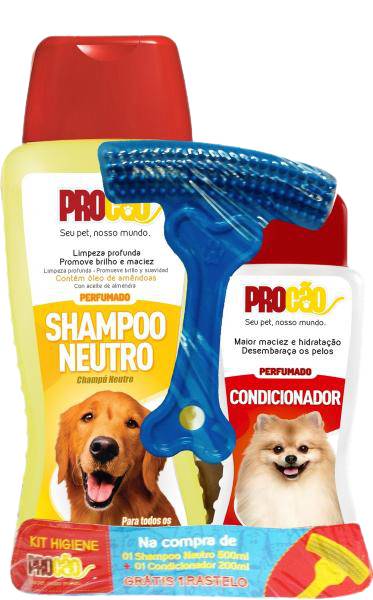 Procão kit higiene shampoo + condicionador e escova (500ml + 200ml)