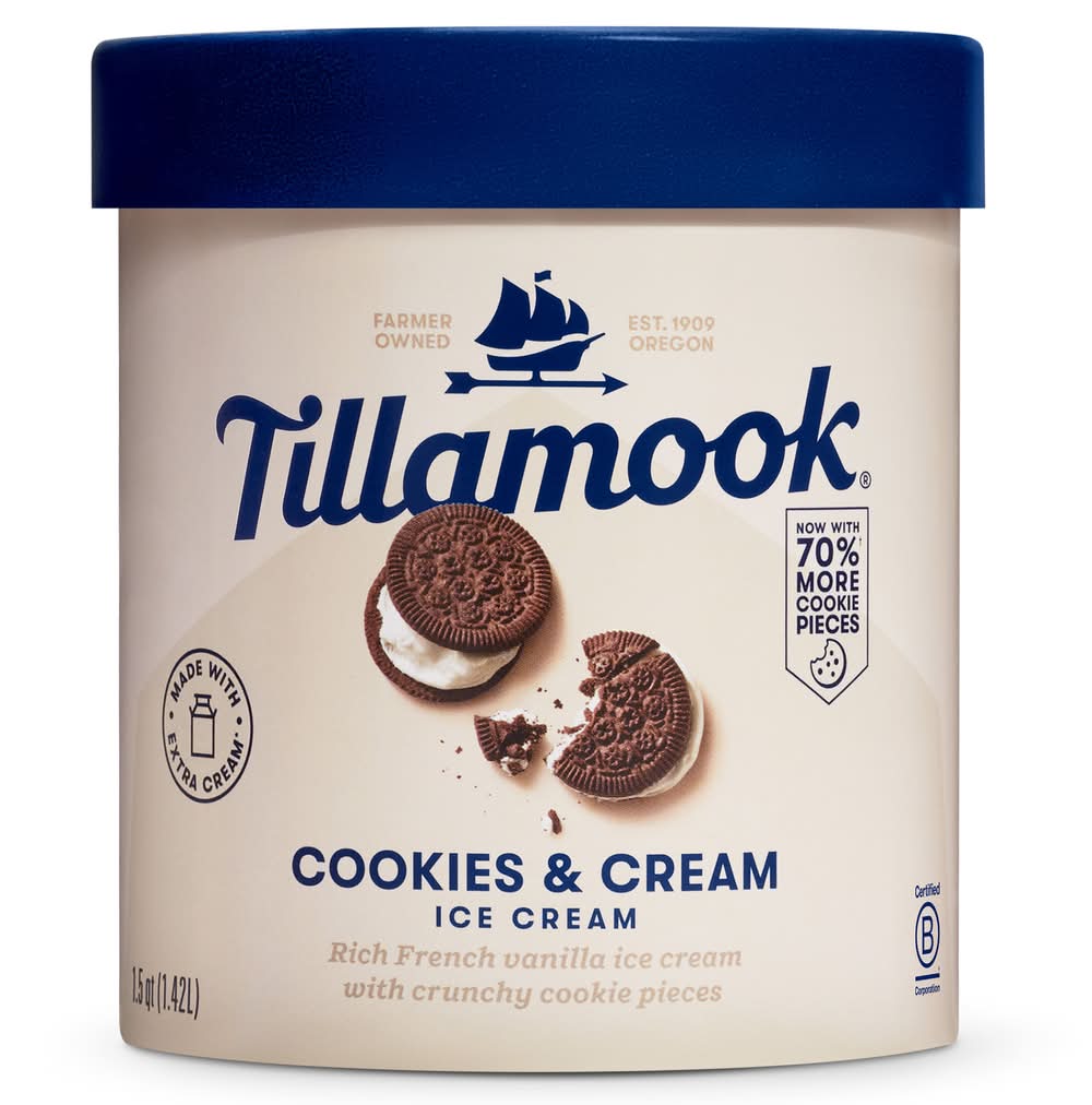 Tillamook Flavored Ice Cream, Cookies & Cream (1.42 L)