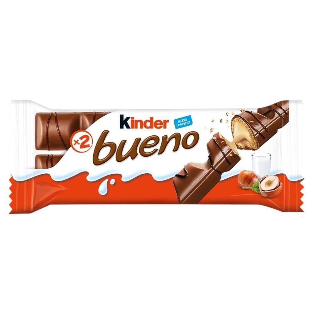 Kinder Bueno Wafel pokryty mleczną czekoladą wypełniony nadzieniem 43 g (2 sztuki)