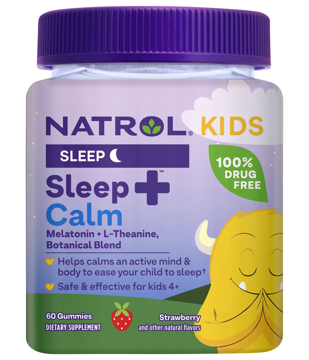 Natrol Kids Sleep+ Calm, Melatonin and L-Theanine, Gummies Strawberry (7.05 oz)
