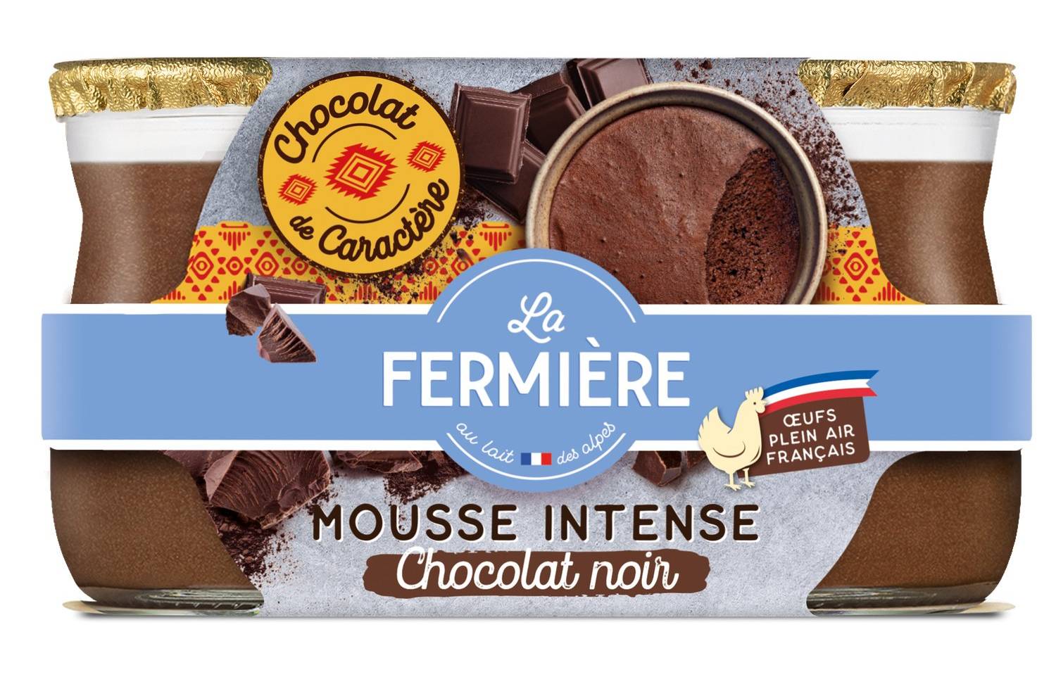 Mousse au Chocolat Noir Intense LA FERMIERE - les 2 pots de 70g