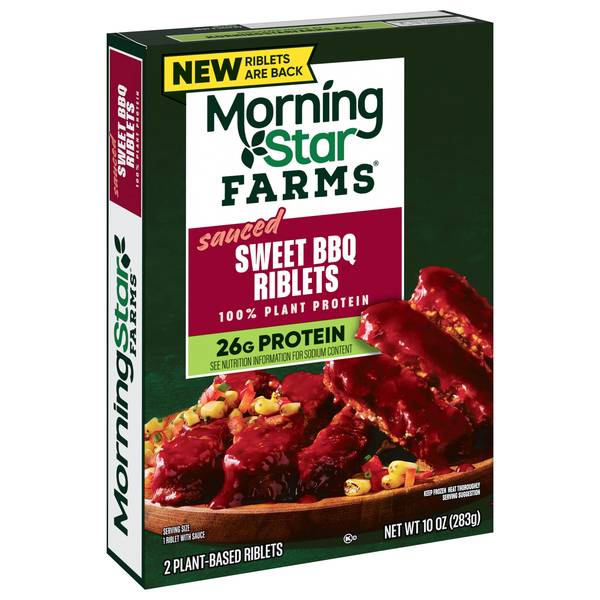 Morningstar Farms Sauced Sweet BBQ Riblets, 2Ct