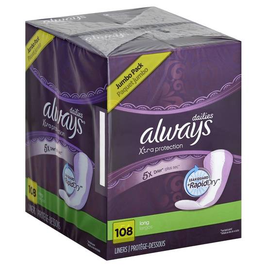 Always Liners Daily Xtra Protection Long Jumbo pack (108 ct)