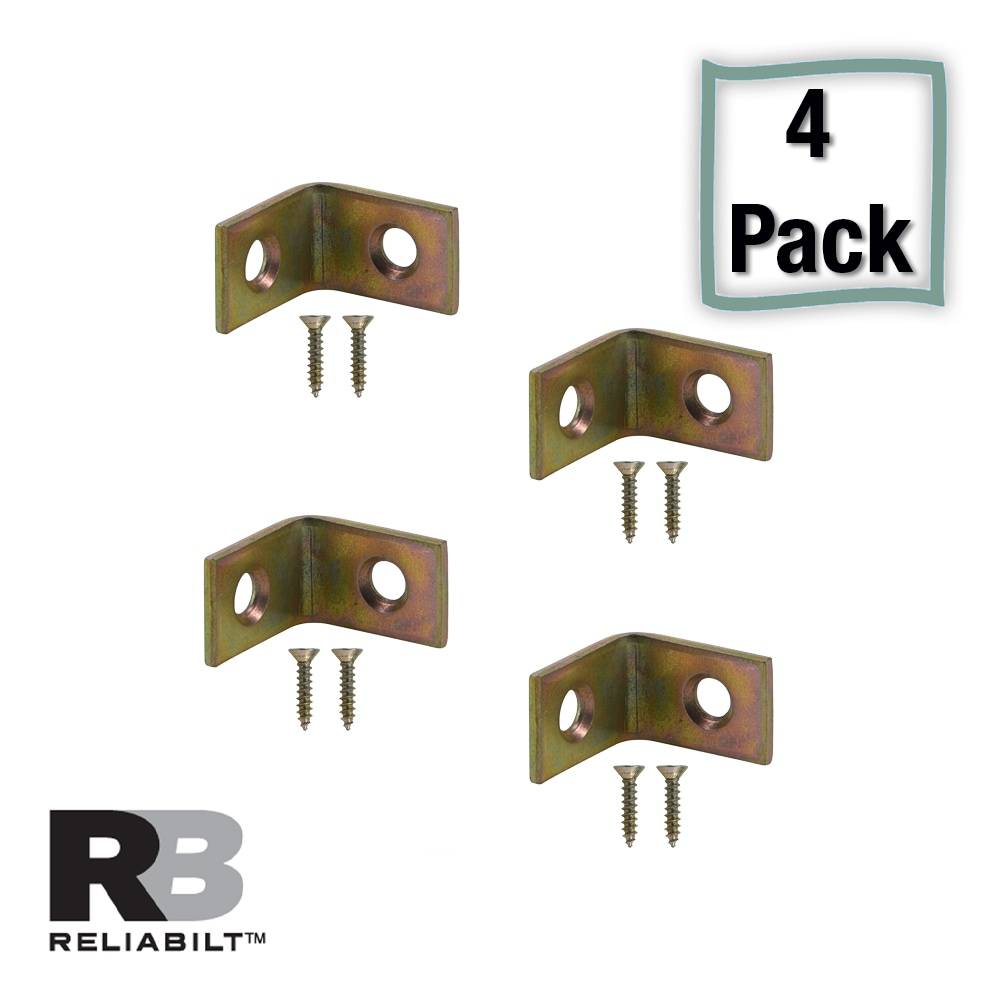 RELIABILT 0.75-in x 0.5-in x 0.75-in Brass-plated Steel Corner Brace (4-Pack) | 605743