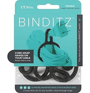 UT Wire Binditz Original Silicone Cable Wraps, 1.61/1.91/2.28, Black (UTW-R12-BK)