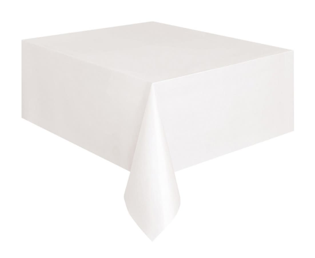 321 Party! Plastic White Tablecloth 54" X 108"