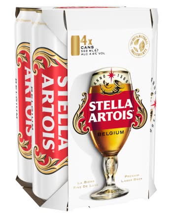 Stella Artois Belgium Premium Lager Beer (4 x 568ml)