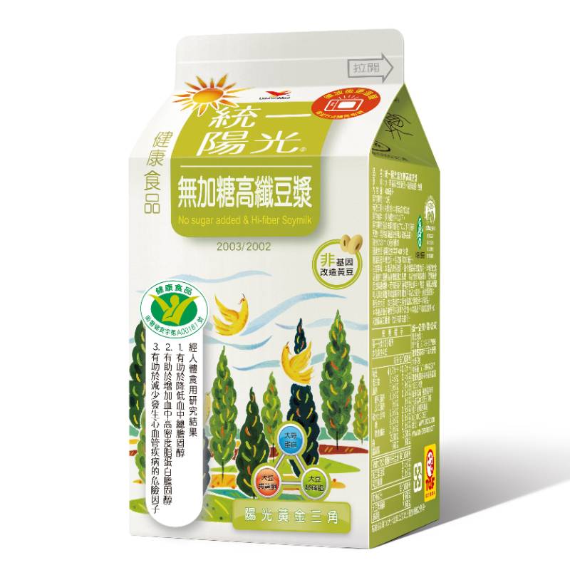 統一陽光無加糖高纖豆漿400ml※因配送關係實際到貨效期約6-8天 <400ml毫升 x 1 x 1Bottle瓶>