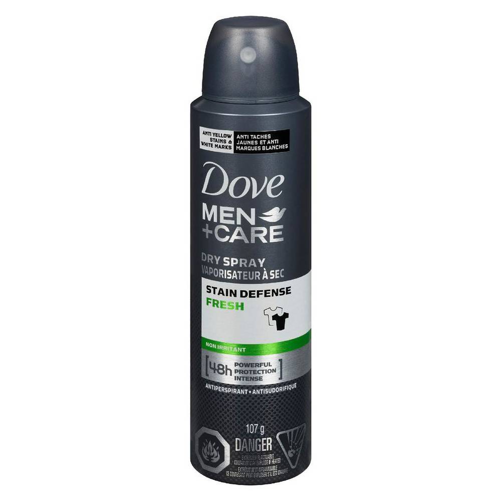 Dove Men+Care Dry Spray Antiperspirant, Stain Defense, Fresh (107 g)