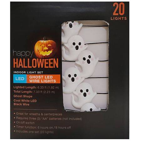 Festive Voice Happy Halloween Ghost Led Wire Lights, 2.23m