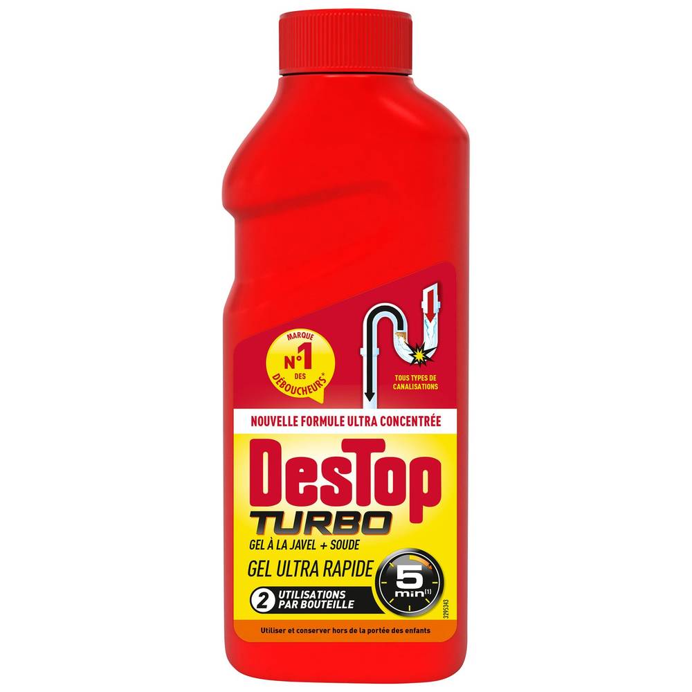 Destop - Déboucheur turbo javel et soude gel ultra rapide (500ml)