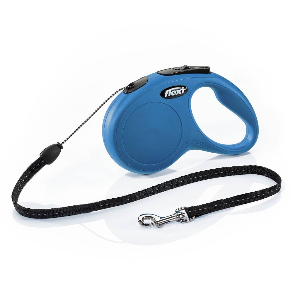 flexi® New Classic Retractable Cord Dog Leash (Color: Blue, Size: Small - 16 Ft)