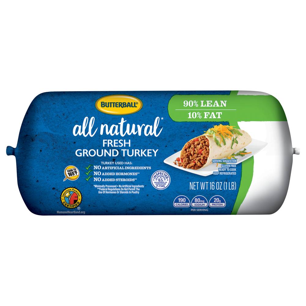 Butterball All Natural /10% Lean Ground Turkey (16 oz)