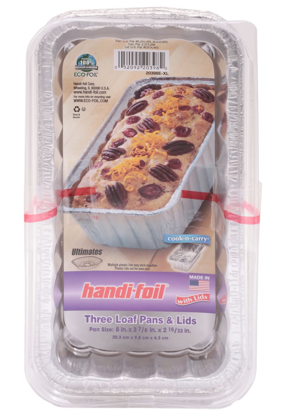 Handi-Foil Loaf Pans & Lids, 8x3.875x2.4 in (3 ct)