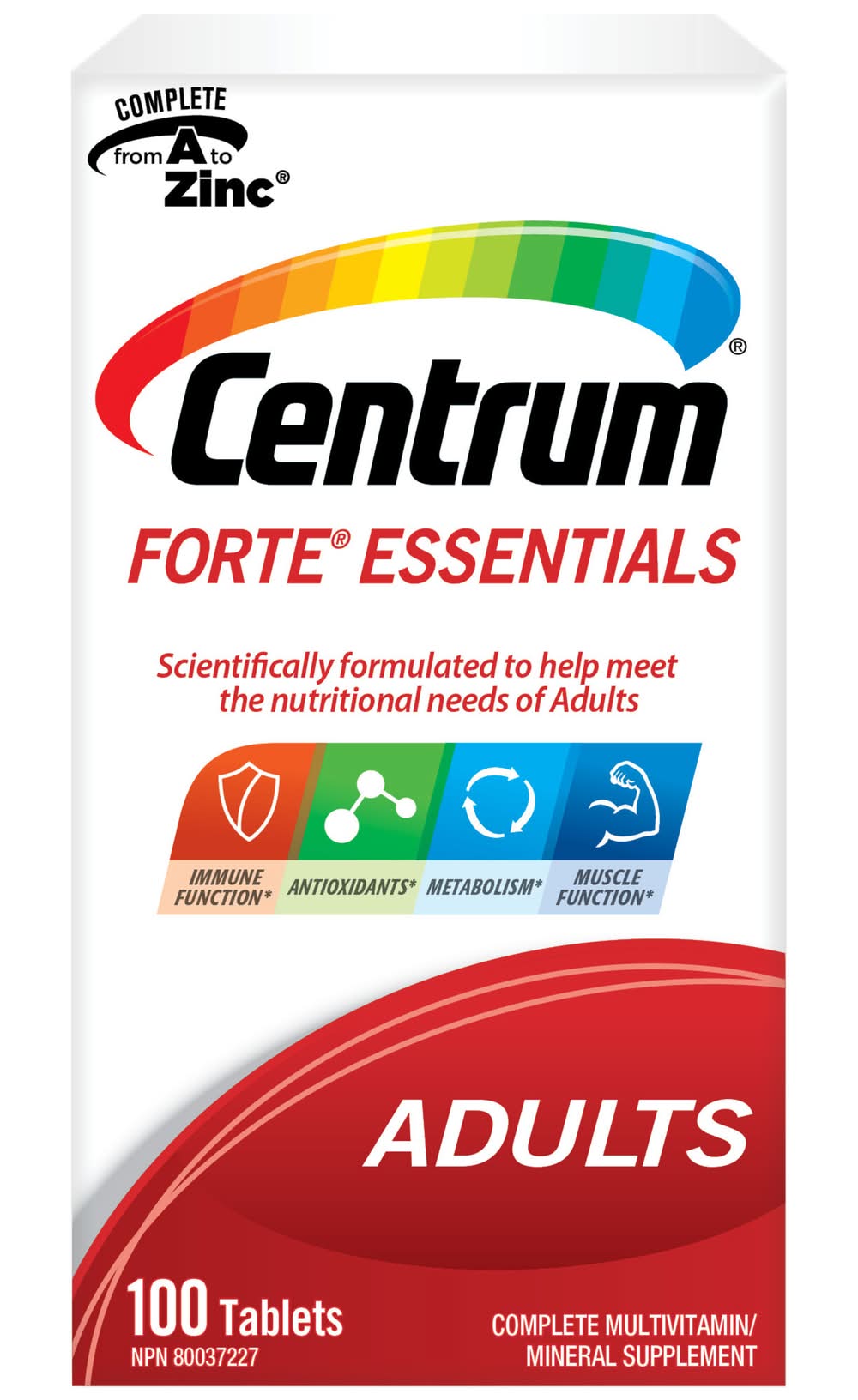 Centrum Forte Essentials Adults Complete Multivitamin Tablets (100 g)