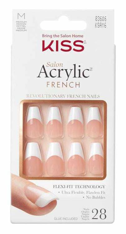 Kiss Salon Acrylic French nails-Je T'aime 28s