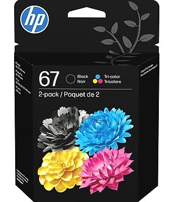 HP 67 Black/Tri-Color Standard Yield Ink Cartridge, 2/Pack (3YP29AN#140)