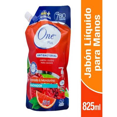 One plus jabón líquido antibacterial granada y mandarina (825 ml)