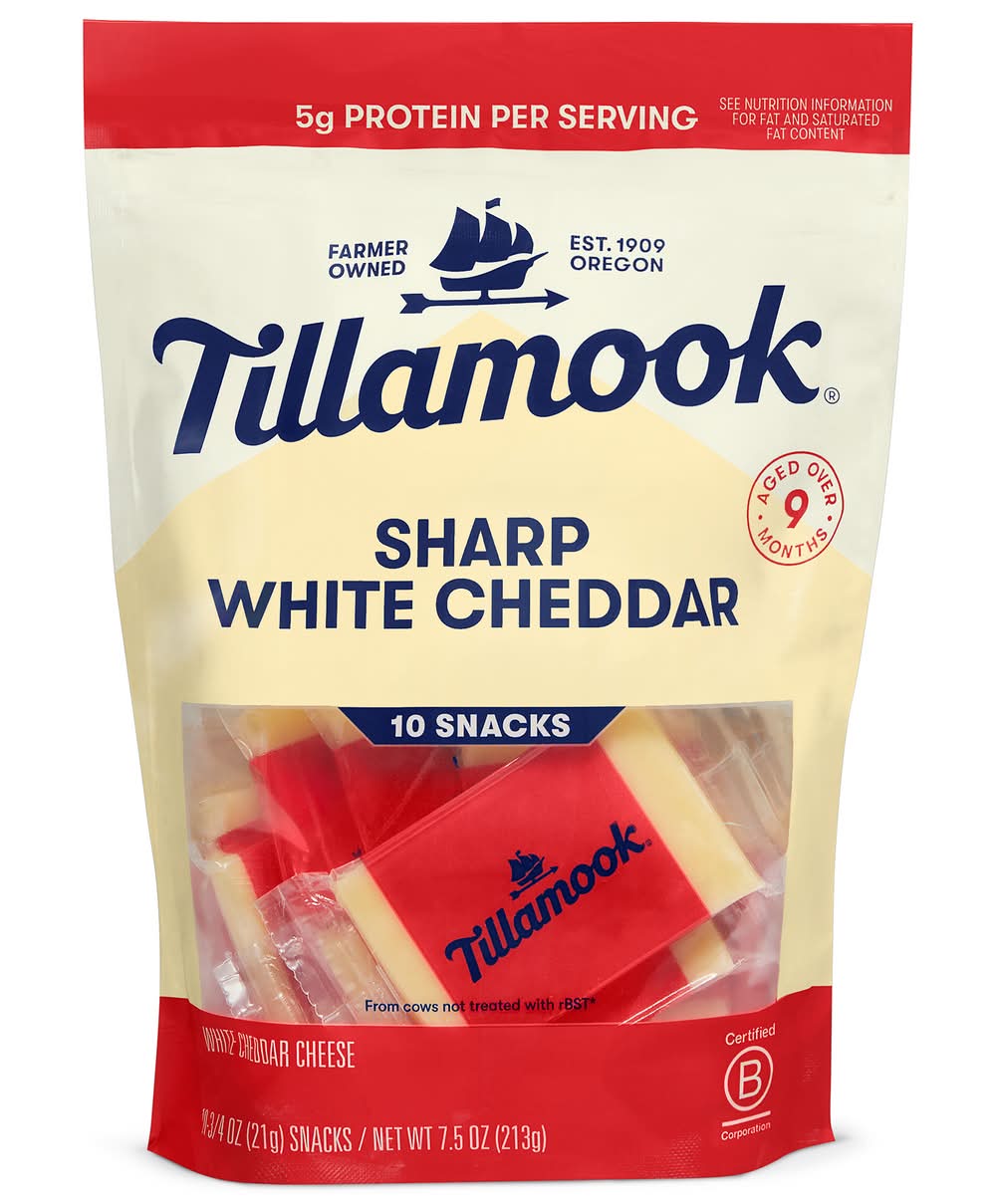 Tillamook Sharp White Cheddar Cheese (10 x 0.75 oz)