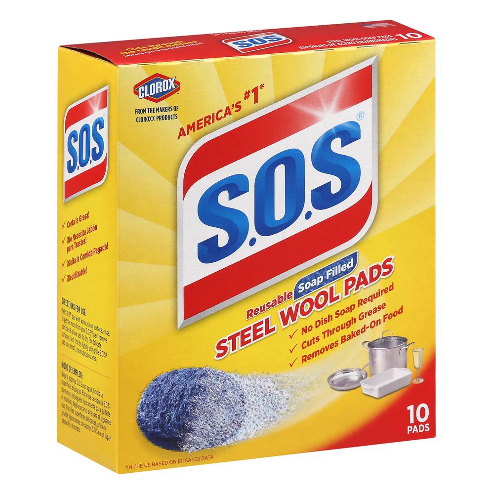 S.o.s Clorox Reusable Soap Filled Steel Wool Pads (10 ct)