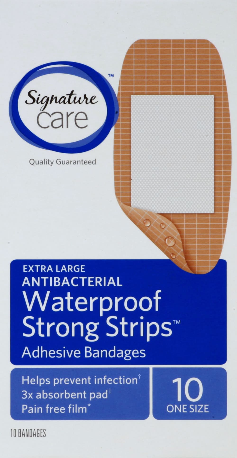 Signature Care Extra Large Waterproof Adhesive Bandages (1.2 oz, 10 ct)