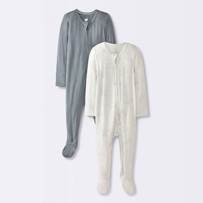 Cloud Island Baby Boy's Celestial Soft Blend Play N' Sleepwear, 6-9 Months, Gray (2 ct)