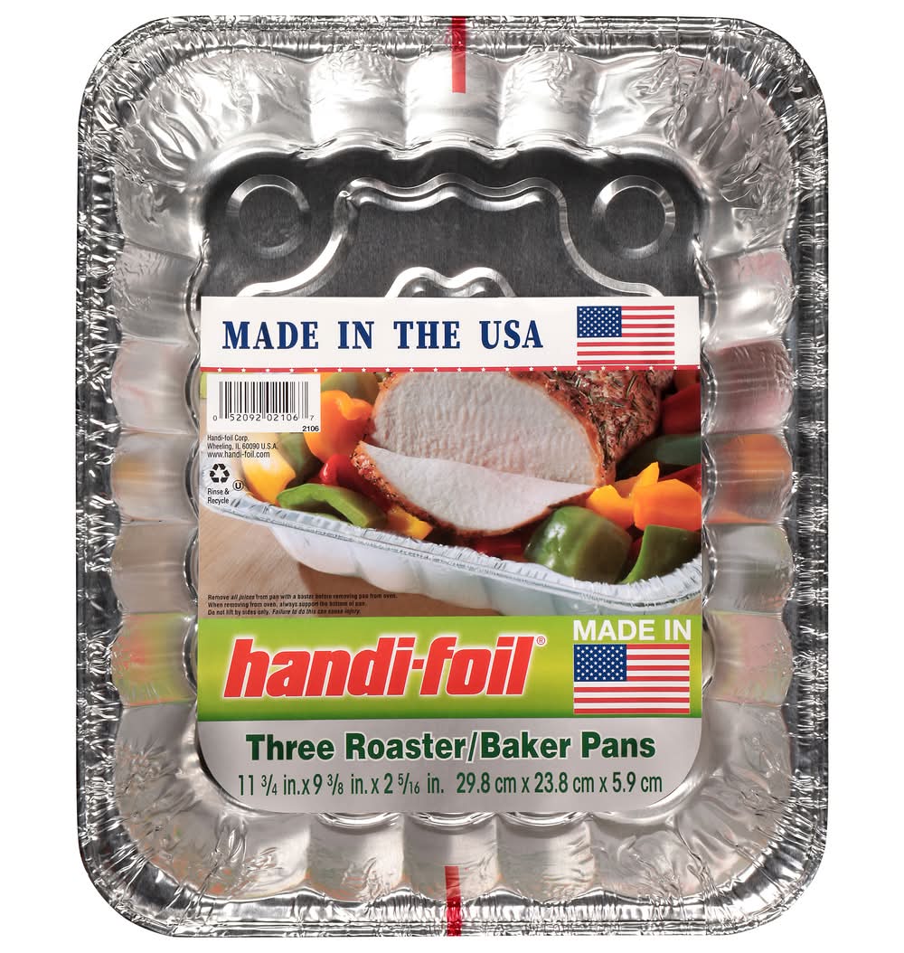 Handi-Foil Roaster Baker Pans, 29.8x23.8x5.9 cm, Silver (3 ct)