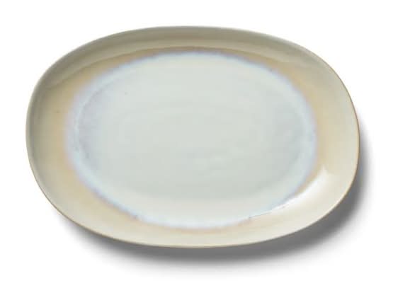 Sur la table Driftwater Reactive Glaze Oval Platter White 17"