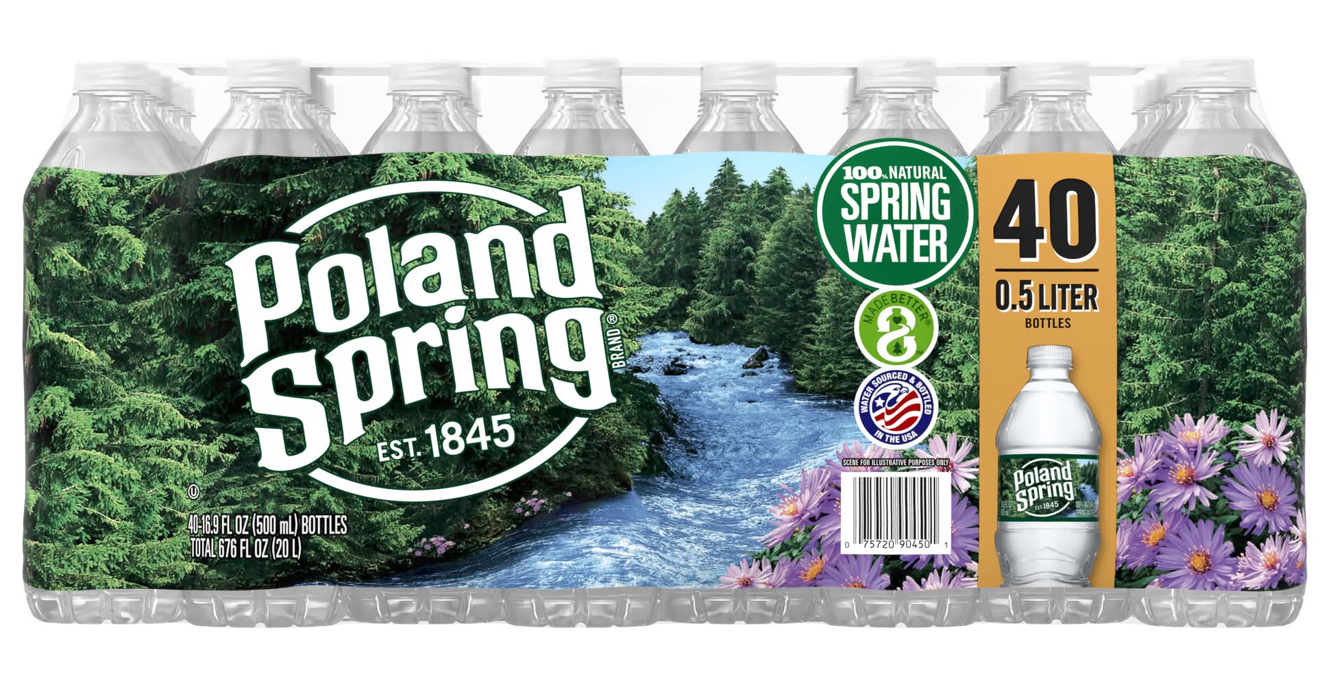 Poland Spring 100% Natural Spring Water (40 x 16.9 fl oz)