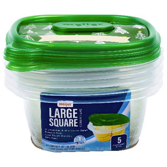 MEIJER HOLIDAY PRINTED CONTAINER GREEN SQ 40OZ 5CT