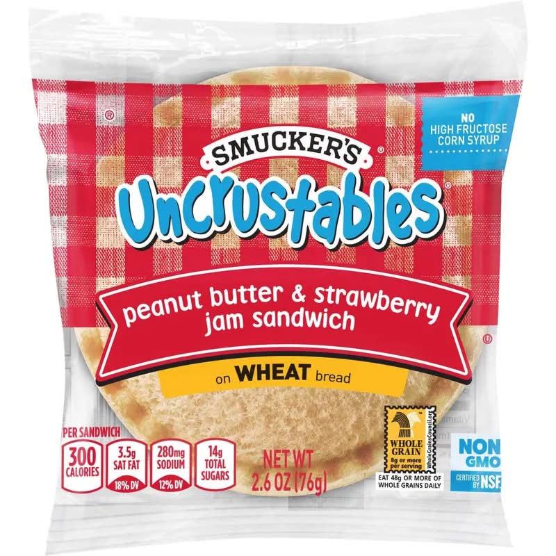 Smucker's Uncrustables Peanut Butter and Strawberry Jam Sandwich