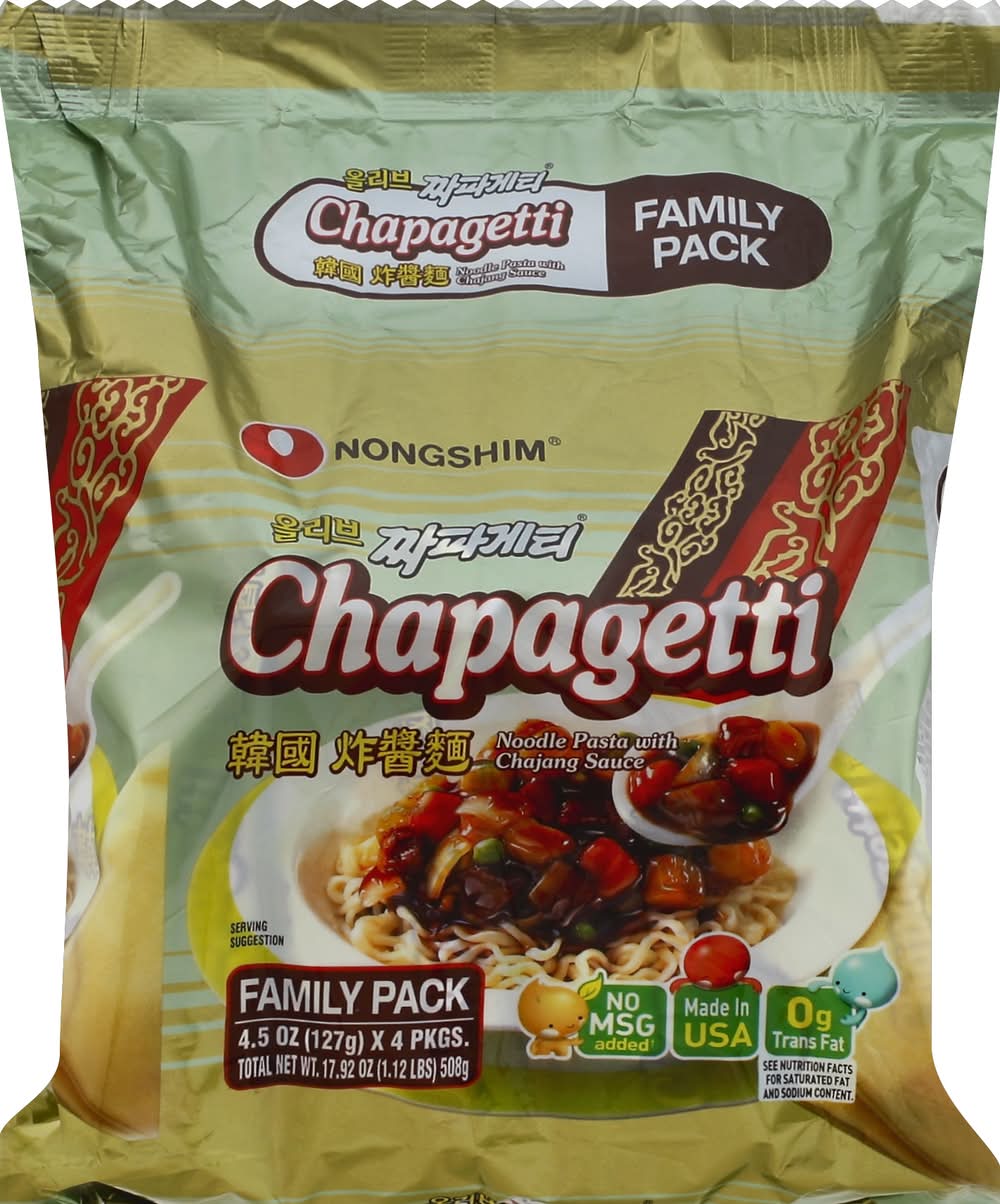 Nongshim Chapagetti Chajang Noodles Family pack (4 x 4.5 oz)