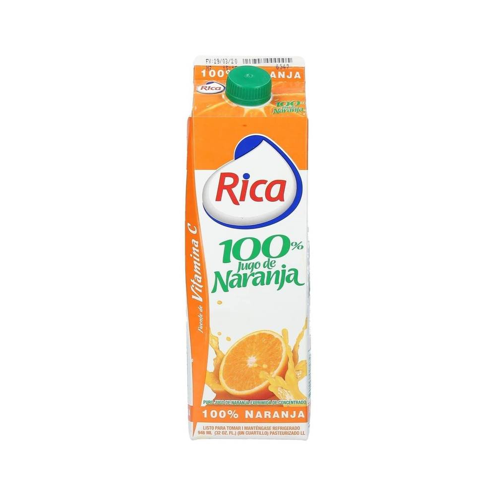 Jugo De Naranja 100% Rica 946ml