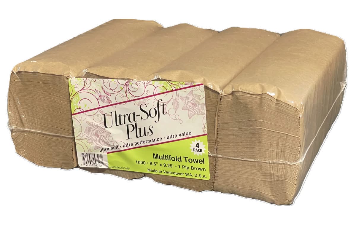 Charmin Ultra Soft Natural Multi Fold Towels, 9.5" X 9.25 ft (4 ct)