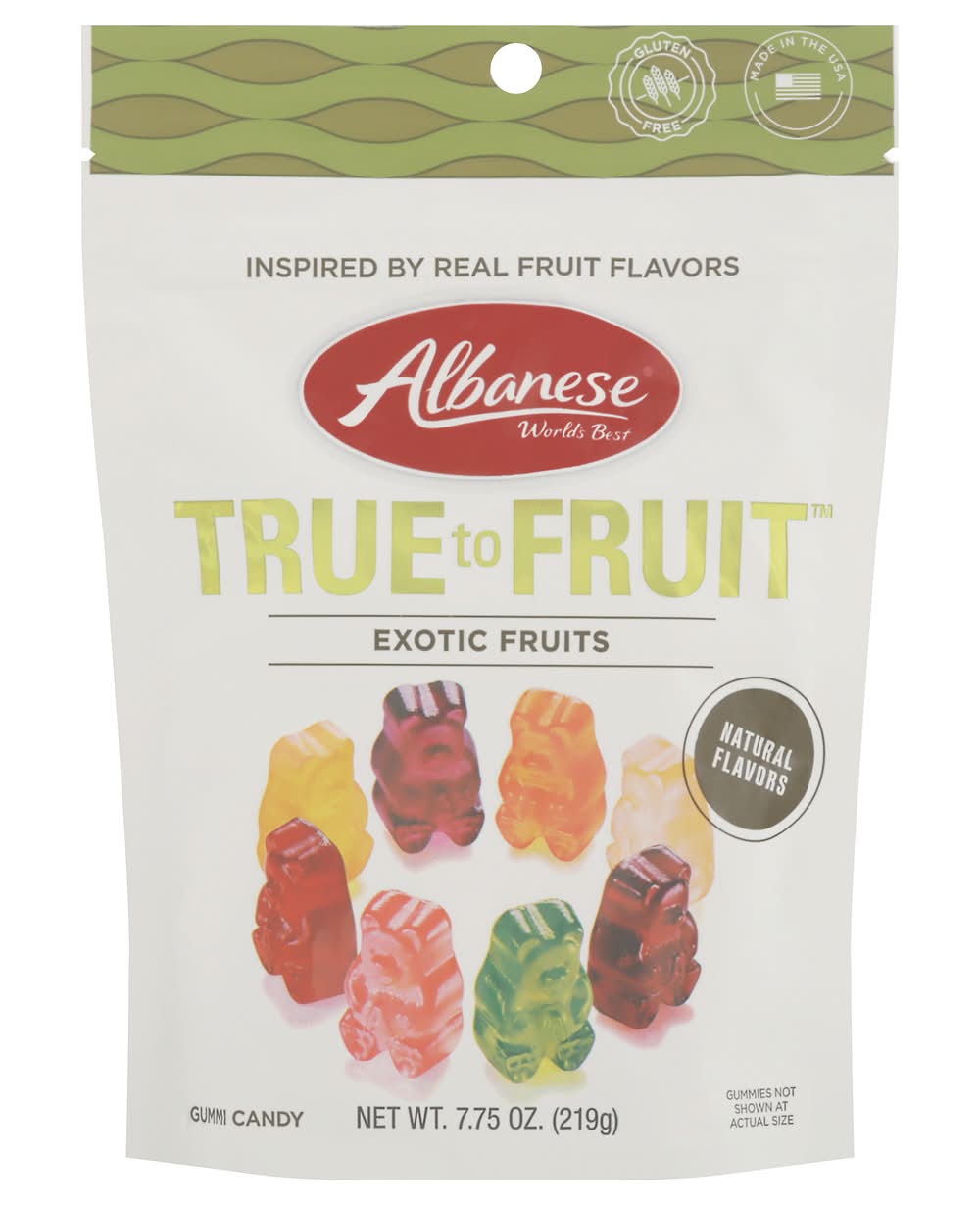 Albanese World's Best True To Fruit Exotic Fruit Candy Gummi Bears, Assorted (7.75 oz)