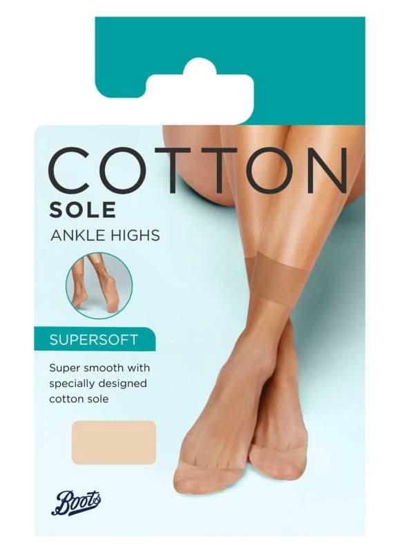 Boots OS, Nude, Supersoft Cotton Sole Ankle High Socks (2 pack)